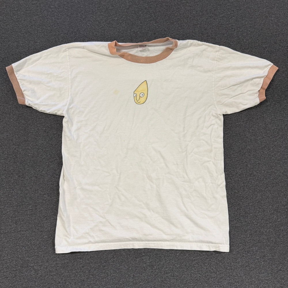 Vintage Anvil Ringer Conehead Graphic T-Shirt Mens L White Good Short Sleeve